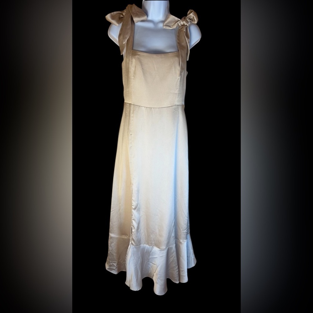 Show‎ Me Your Mumu Claire Champagne Luxe Satin Midi Dress Polyester Med